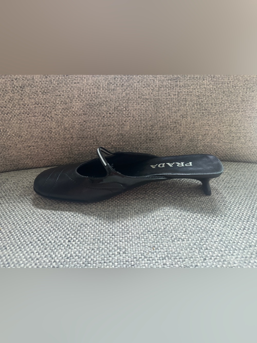 Rare Vintage Prada Black Leather Mule Kitten Heels - Picture 11 of 14